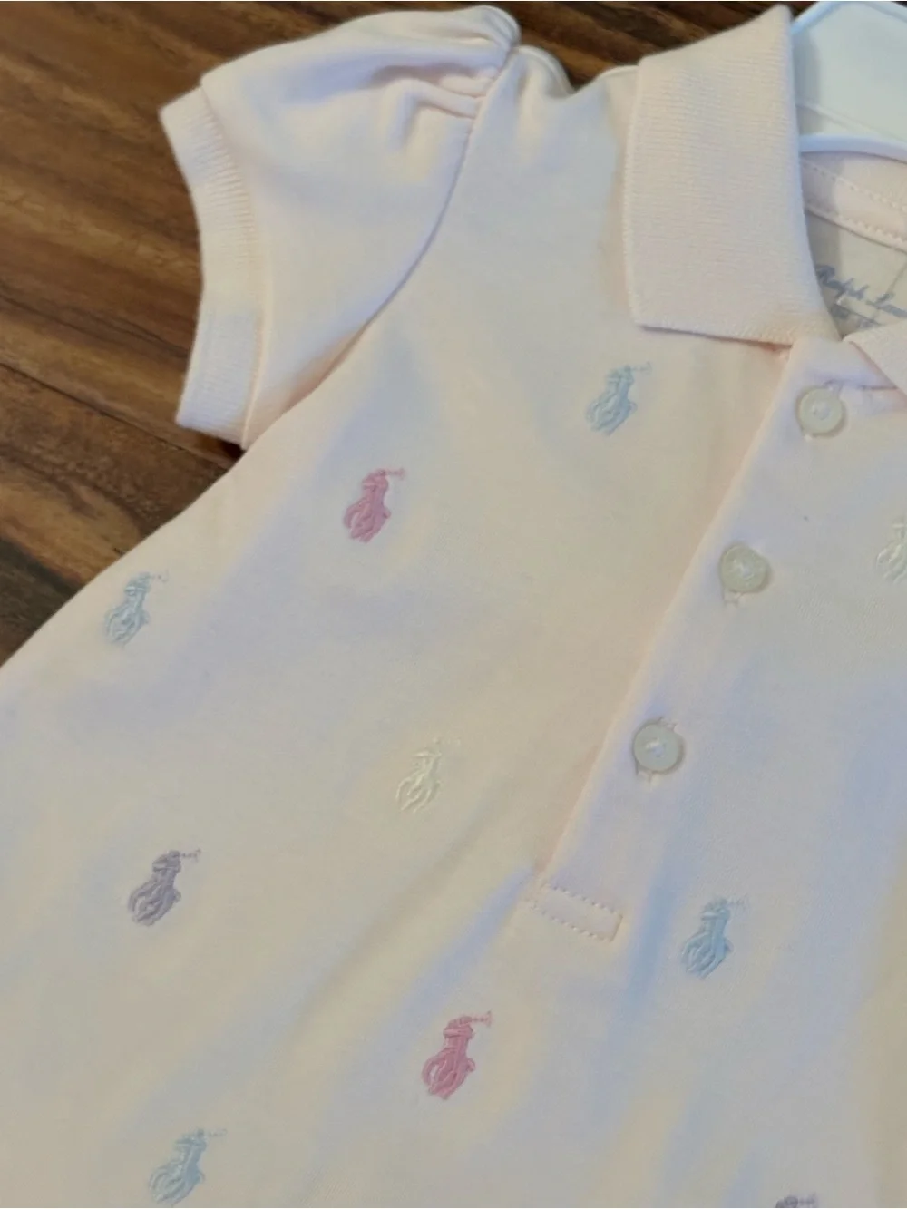 NWT Ralph Lauren Polo Baby Girl Pale Pink Cotton Logo Dress Set 2 Piece 3 Months
